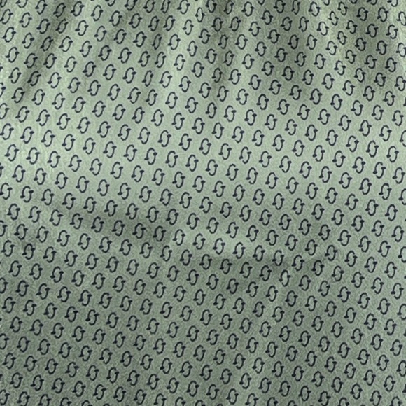 BANANA REPUBLIC Silky Half Sleeve Blouse Sage w Navy Geo Pattern-XS - Picture 3 of 4